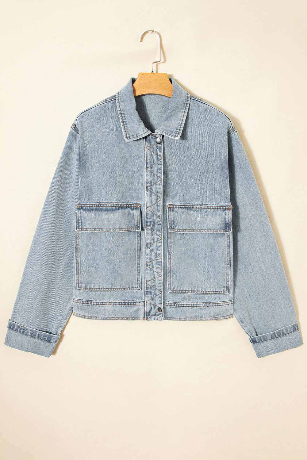 Sophia Zip up Washed Jacket - Beau Blue / M - 8/10