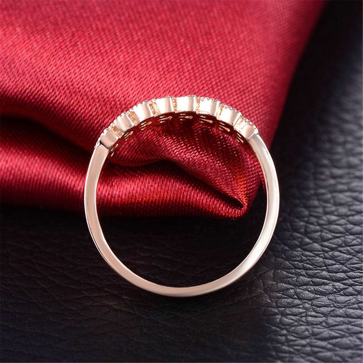 Cubic Zirconia & Rose Goldtone Two Leaves Band