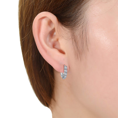Elegant White Gold Plated Cubic Zirconia Huggie Hoop Earrings