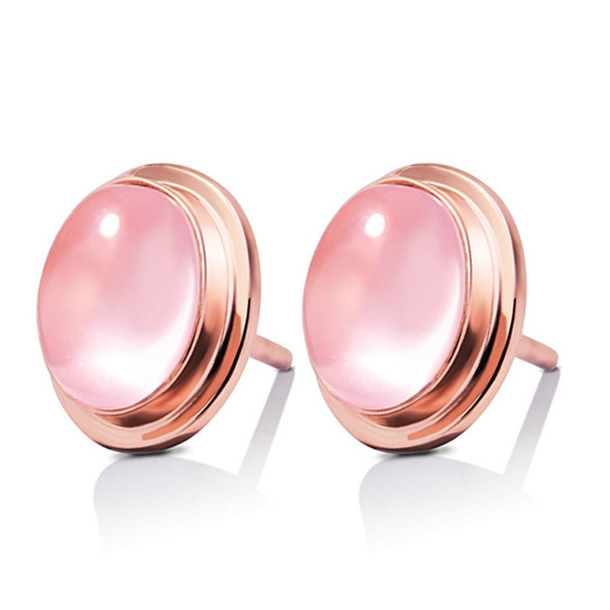 Pink Crystal & Rose Goldtone Oval Stud Earrings