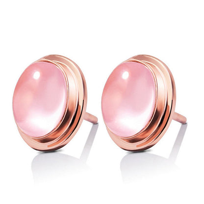 Pink Crystal & Rose Goldtone Oval Stud Earrings