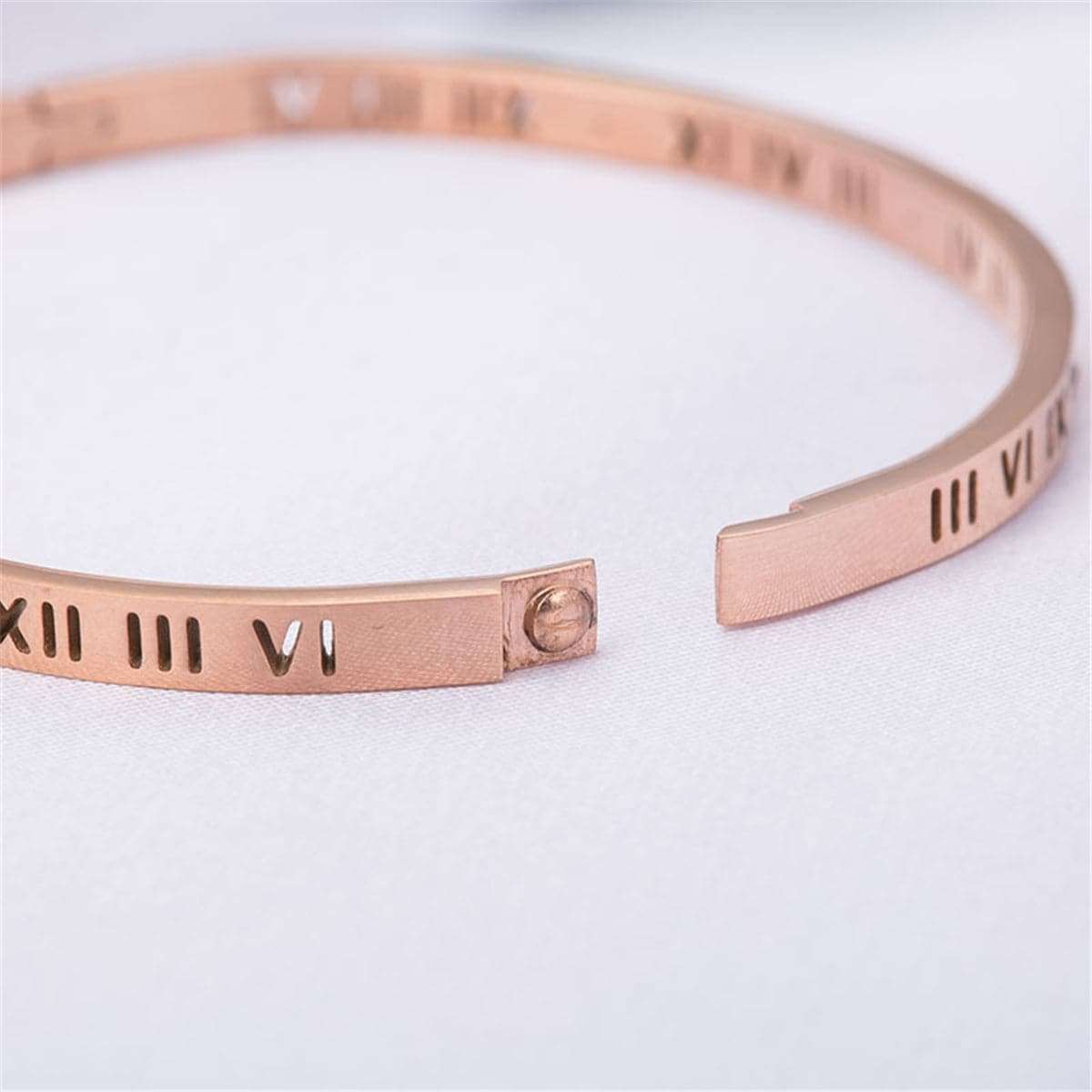 Cubic Zirconia & Rose Goldtone Roman Numeral Bangle