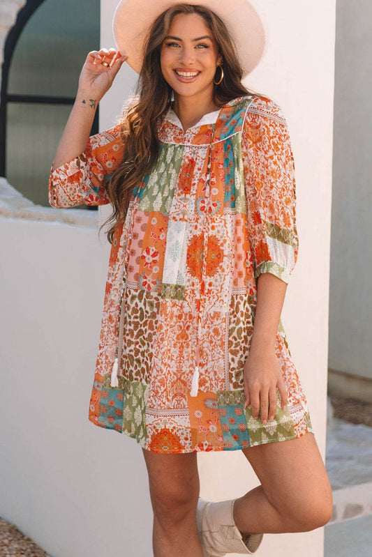 Tallulah Sleeve Chiffon Loose Dress - Orange / L - 12/14