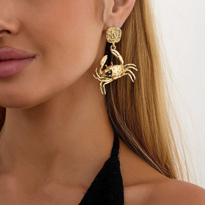 Goldtone Crab Dangle Earrings