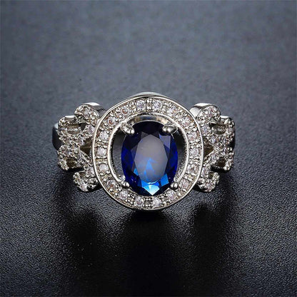 Navy Crystal & Cubic Zirconia Halo Butterfly Ring-4