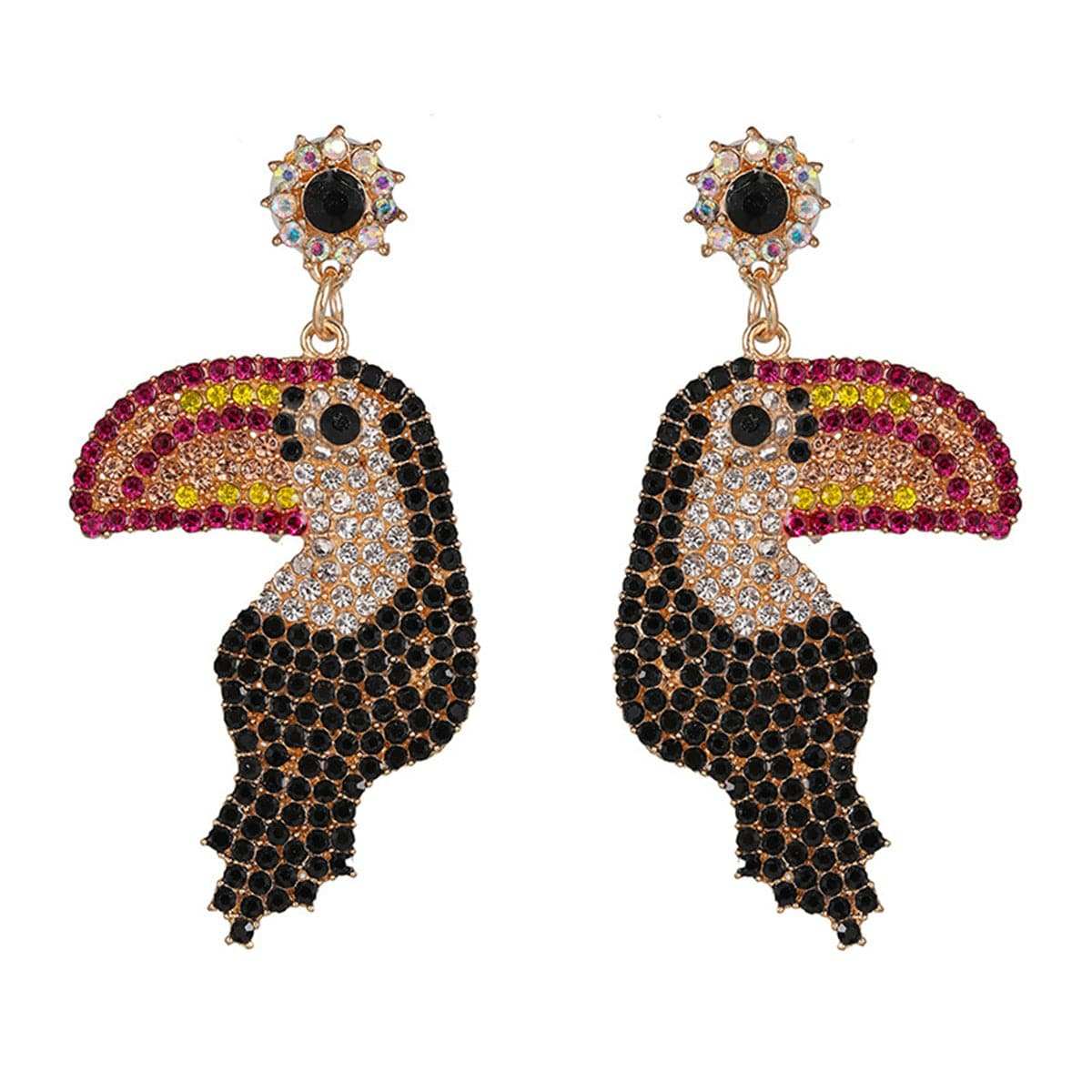 Red & Brown Cubic Zirconia Toucan Drop Earrings
