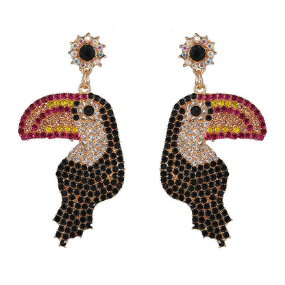 Red & Brown Cubic Zirconia Toucan Drop Earrings