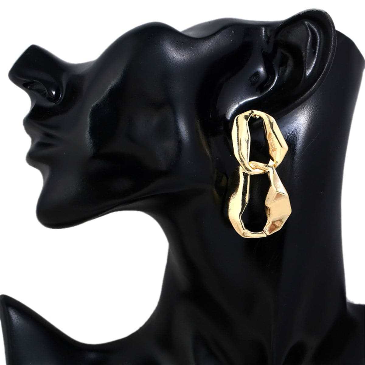 Goldtone Irregular Geometry Drop Earrings