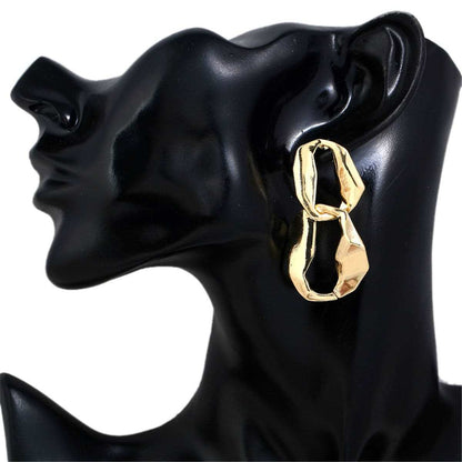Goldtone Irregular Geometry Drop Earrings