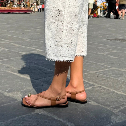 Laney Strappy Gold Toe Sandals - Brown