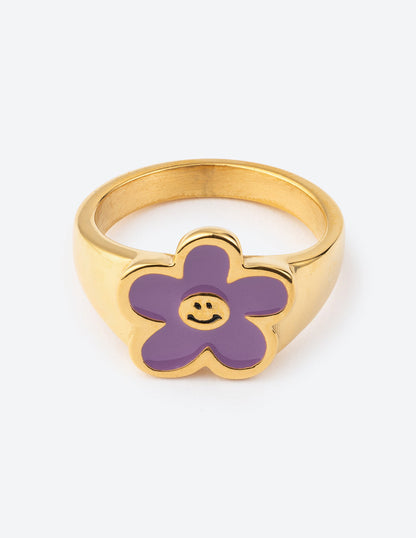 Elevated Faith Lavender Smiley Flower Ring