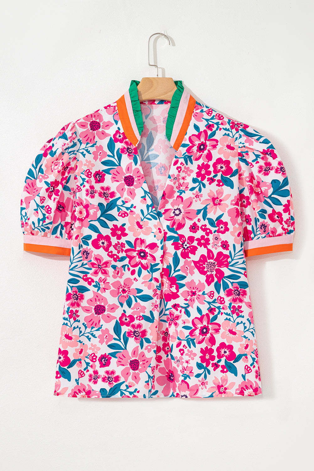 Threaded Pear Gianna Floral Short Sleeve Blouse