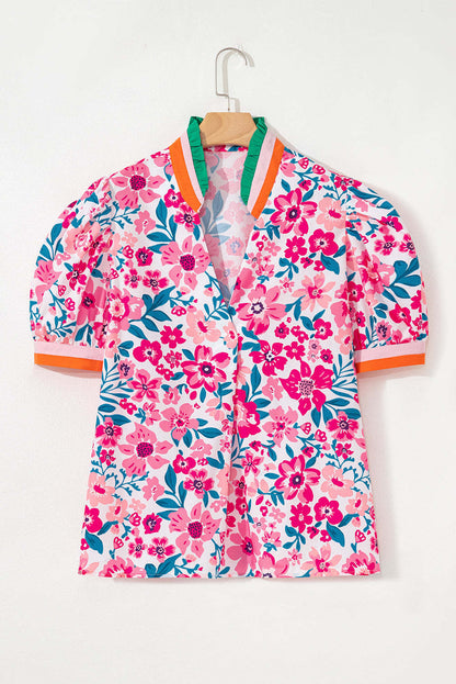 Threaded Pear Gianna Floral Short Sleeve Blouse