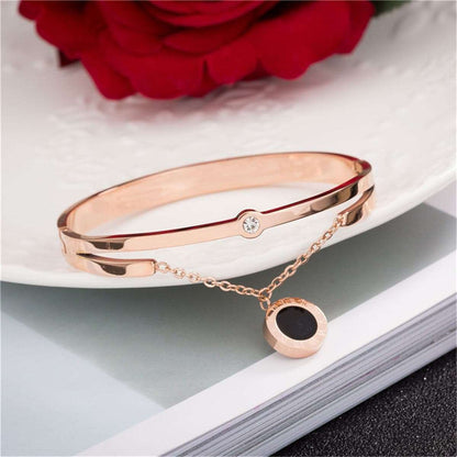 Cubic Zirconia & Rose Goldtone Double-Layer Bangle