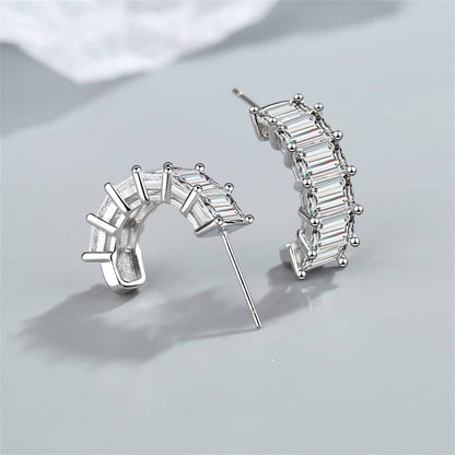 Crystal & Silvertone Huggie Earrings