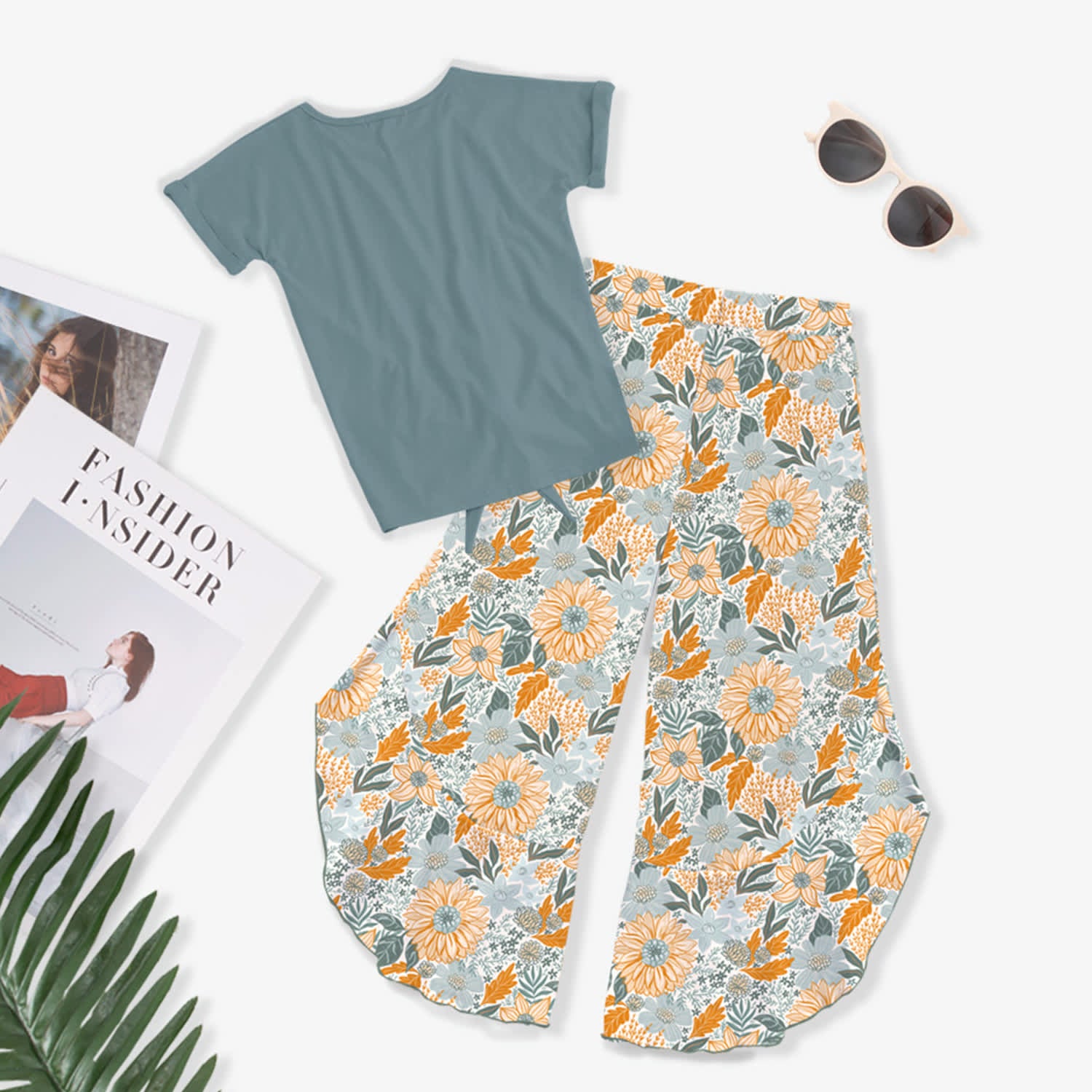 Dusty Turquoise & Orange-