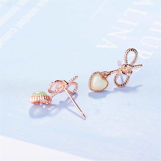Cymophane & Rose Goldtone Heart Drop Earrings