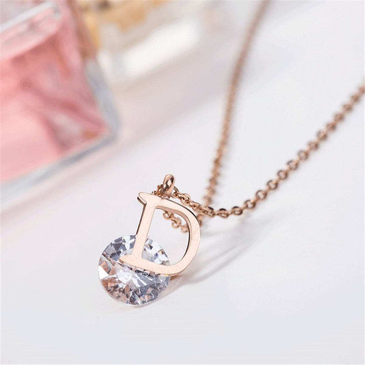 Cubic Zirconia & Rose Goldtone 'D' Pendant Necklace