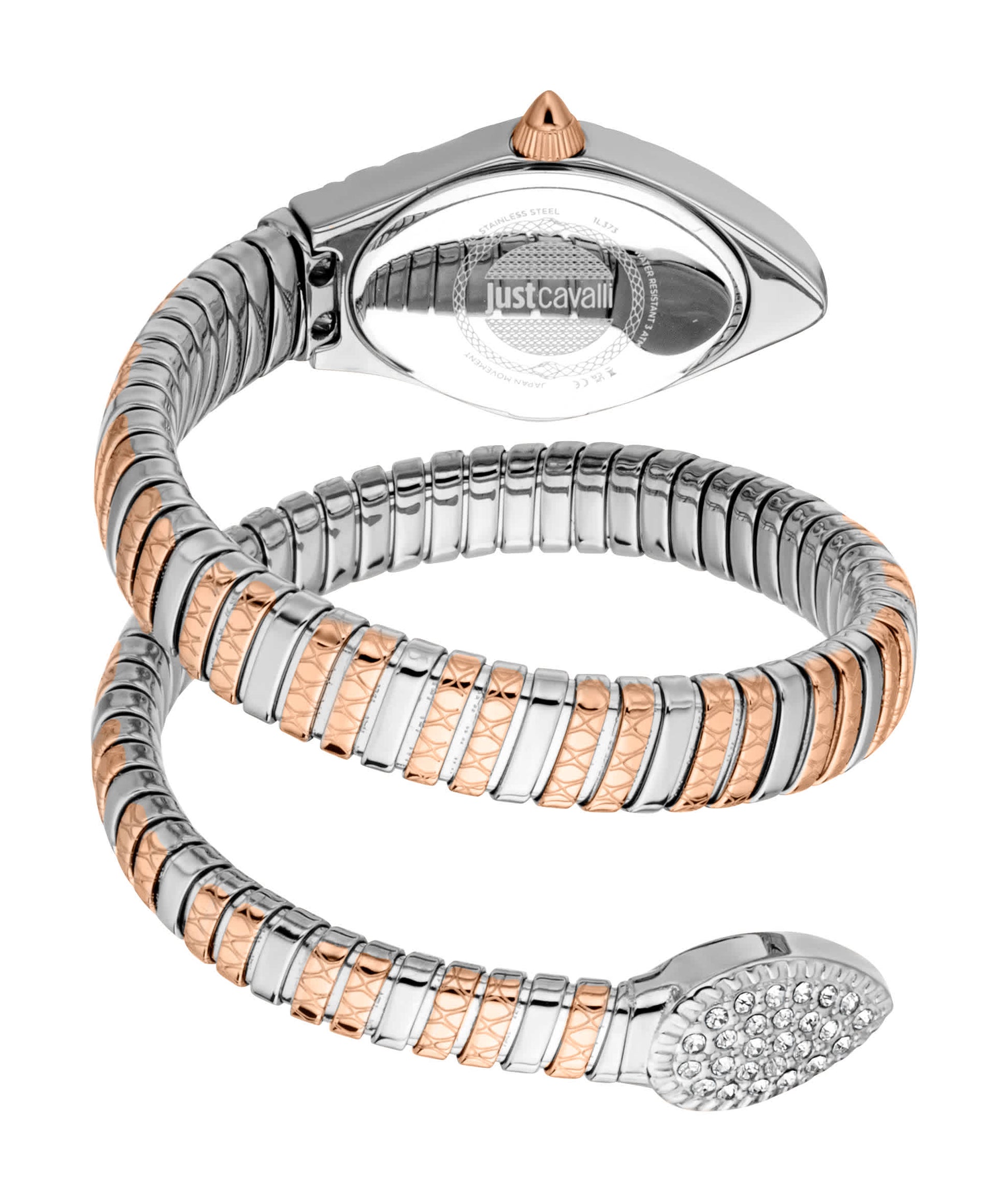 Just CAVALLI Women Watch, Two Tone Silver & Rose Gold Color Case, Silver Dial, Two Tone Silver & Rose Gold Color Metal Bracelet, 2 Hands, 3 Atm-7