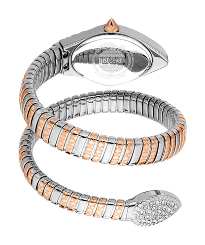 Just CAVALLI Women Watch, Two Tone Silver & Rose Gold Color Case, Silver Dial, Two Tone Silver & Rose Gold Color Metal Bracelet, 2 Hands, 3 Atm-7