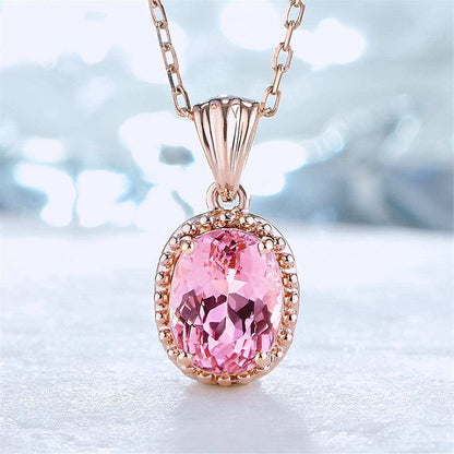 Pink Jasper & Rose Goldtone Oval-Cut Pendant Necklace