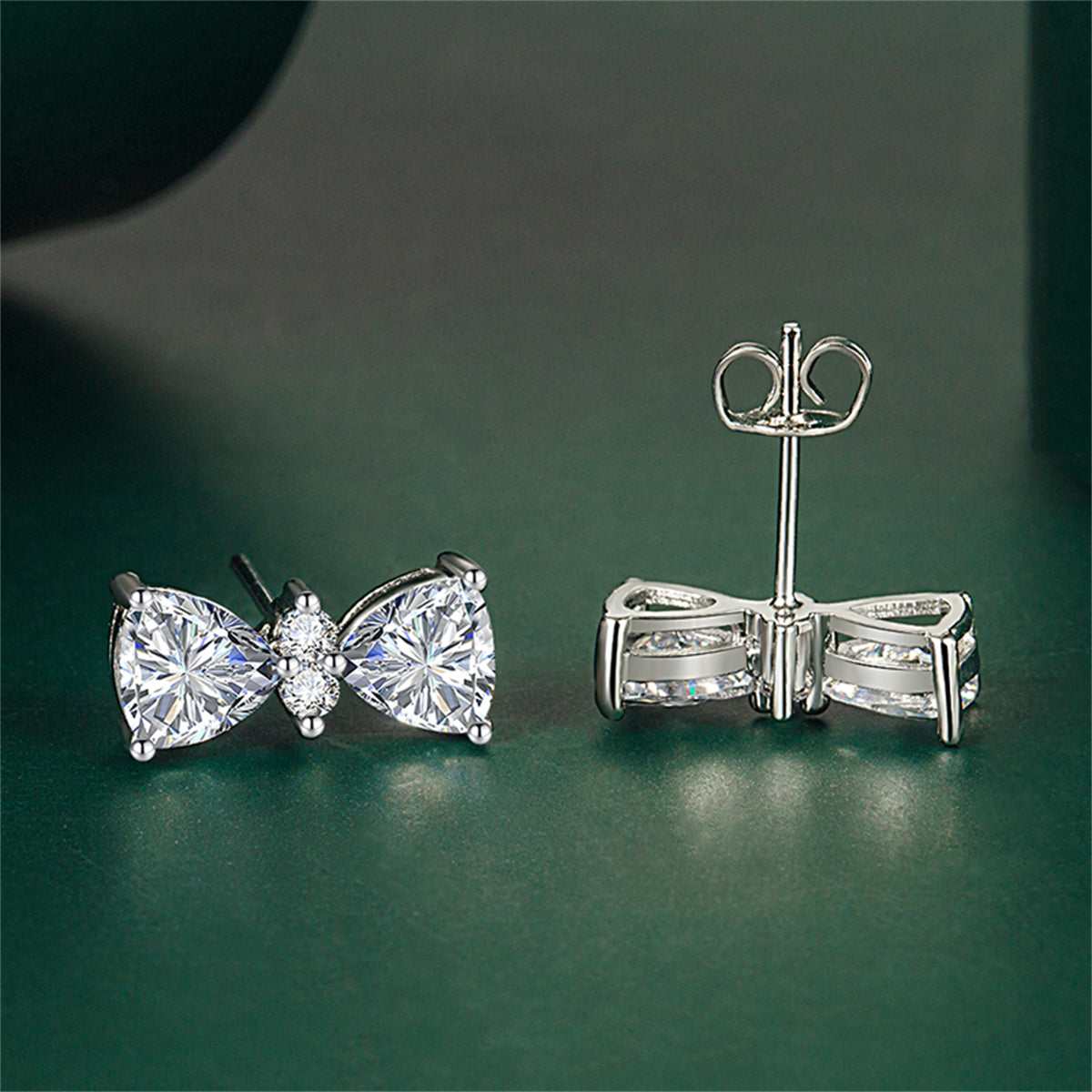 Cubic Zirconia & Clear Crystal Bow Stud Earrings