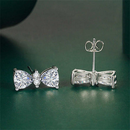 Cubic Zirconia & Clear Crystal Bow Stud Earrings