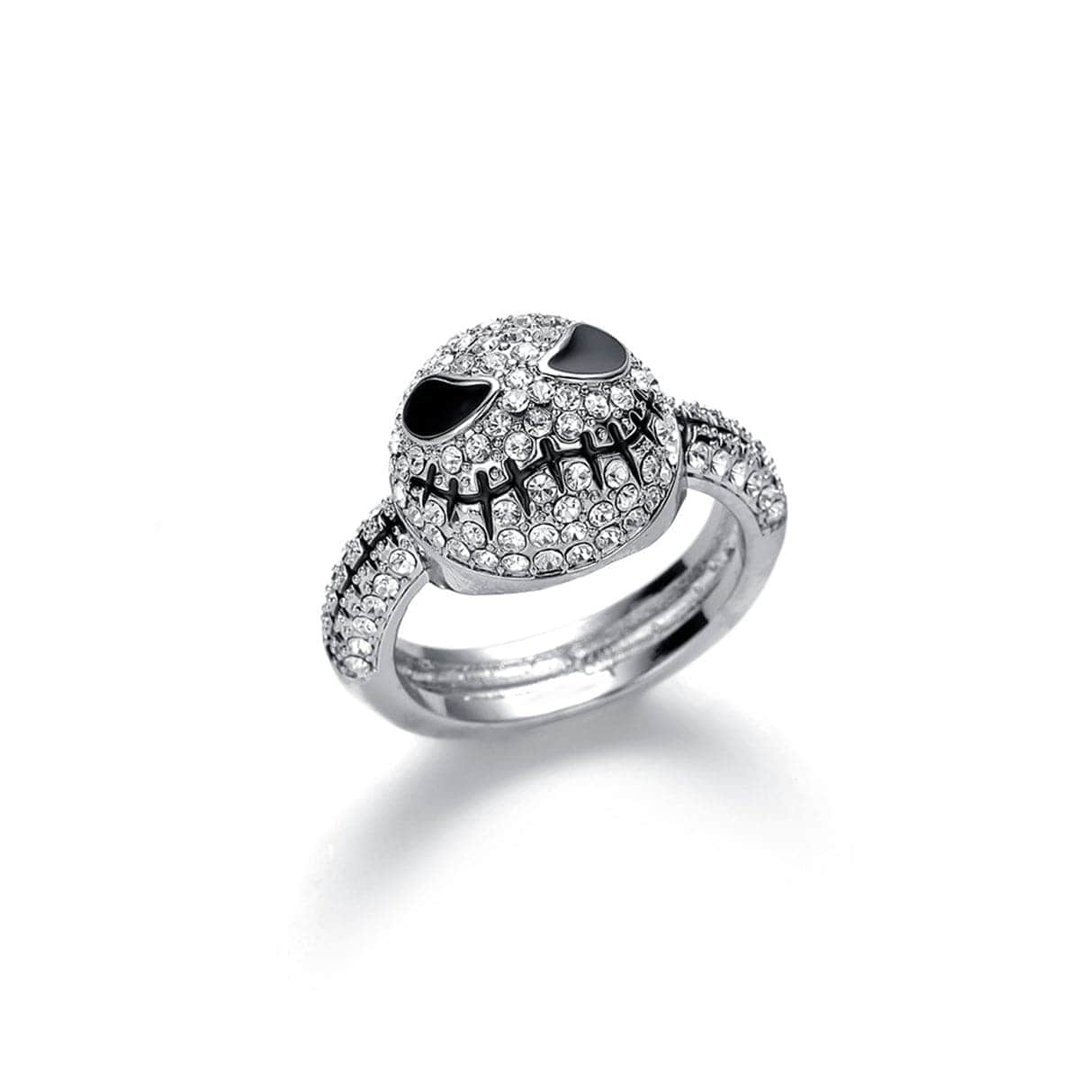 Cubic Zirconia & Silvertone Skull Band Ring-3