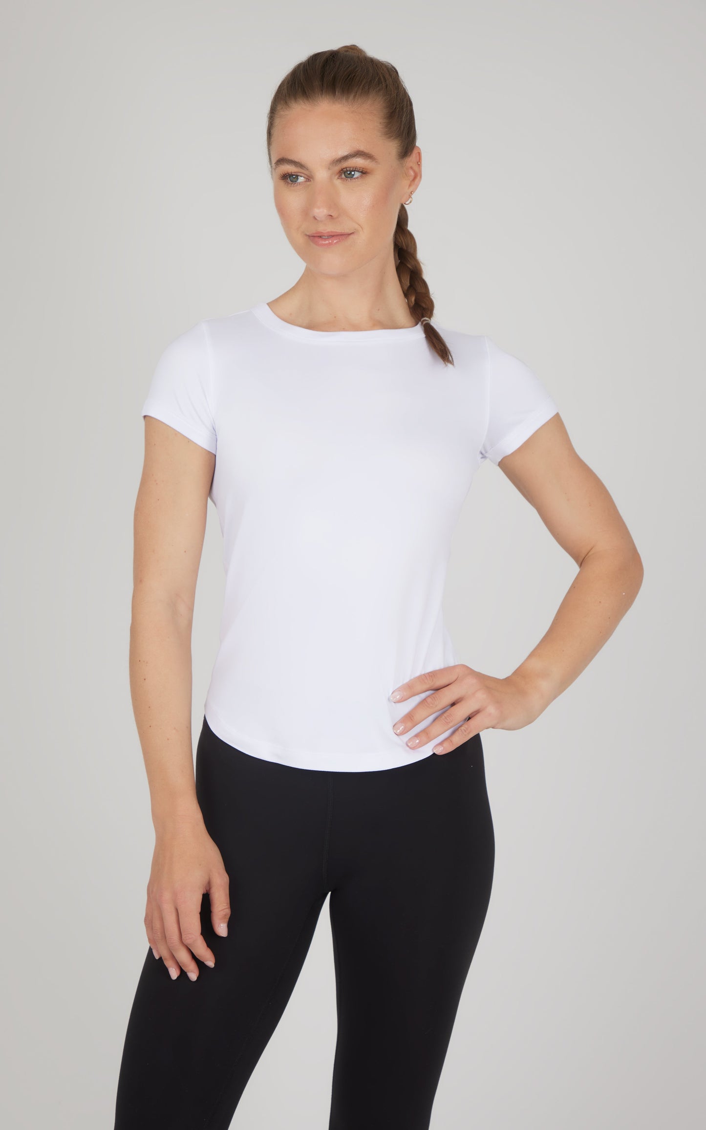 2 PK Super Soft Synergy High Crew Neck Short Sleeve Top and Crew Neck Top