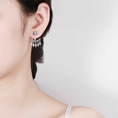 Cubic Zirconia & Silvertone Ear Jacket