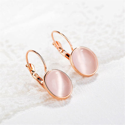 Cat's Eye & Rose Goldtone Lever-Back Earrings