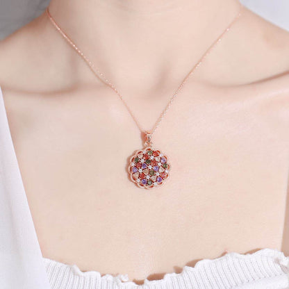 Jewel-tone Cubic Zirconia & Rose Goldtone Pavé Necklace
