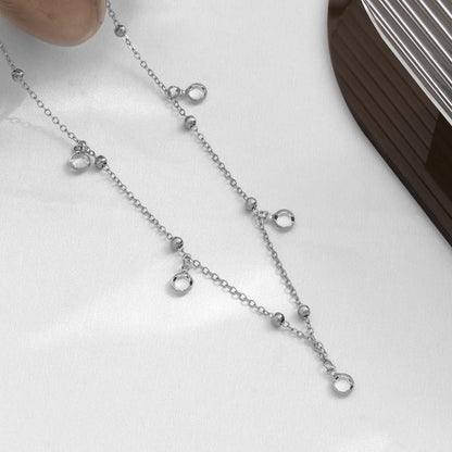 Cubic Zirconia & Silvertone Bead Waist Chain
