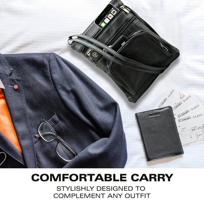 SteelTime Unisex Leather Crossbody Bag With Serenity Prayer
