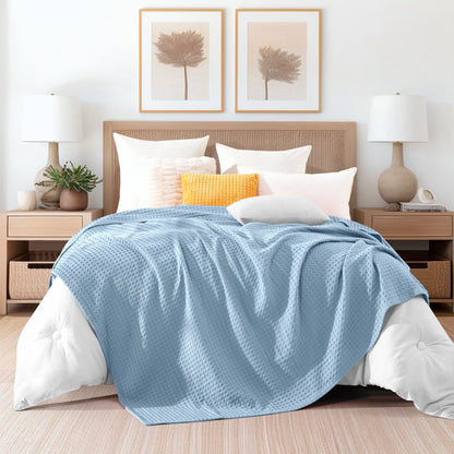 Elegant Comfort Cotton Waffle Blanket