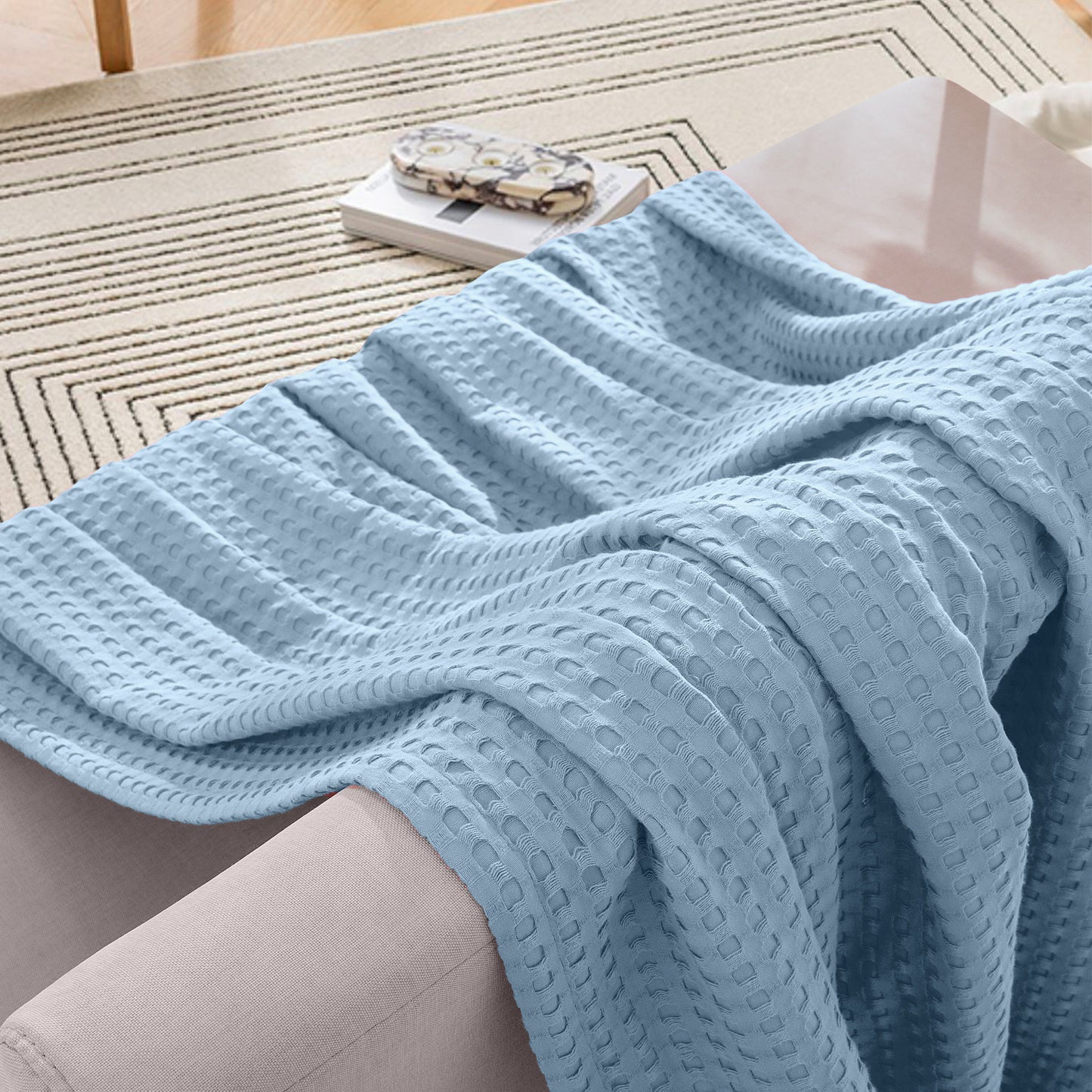 Elegant Comfort Cotton Waffle Blanket