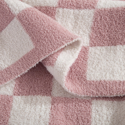 Elegant Comfort 50" x 70"  Ultra Soft Checkered Knitted Throw Blanket