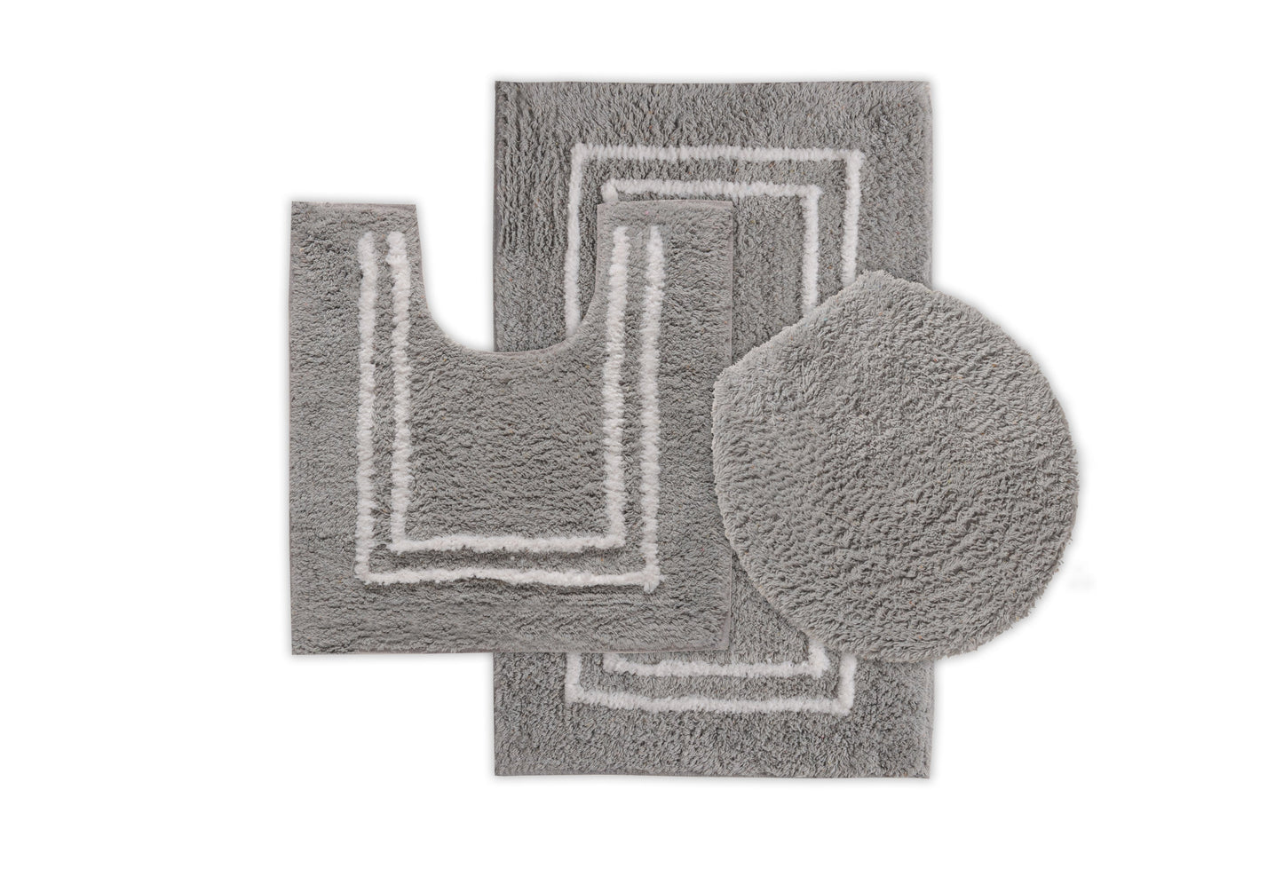 St Mary's Tufted 3 Piece Cotton Bath Rug Set With Lid