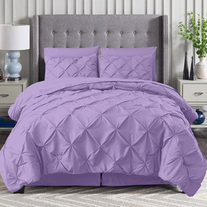 Elegant Comfort 8-Piece Pintuck Pinch Pleated Comforter Set - Includes 4-Piece Sheet Set with Double Sided Storage Pockets