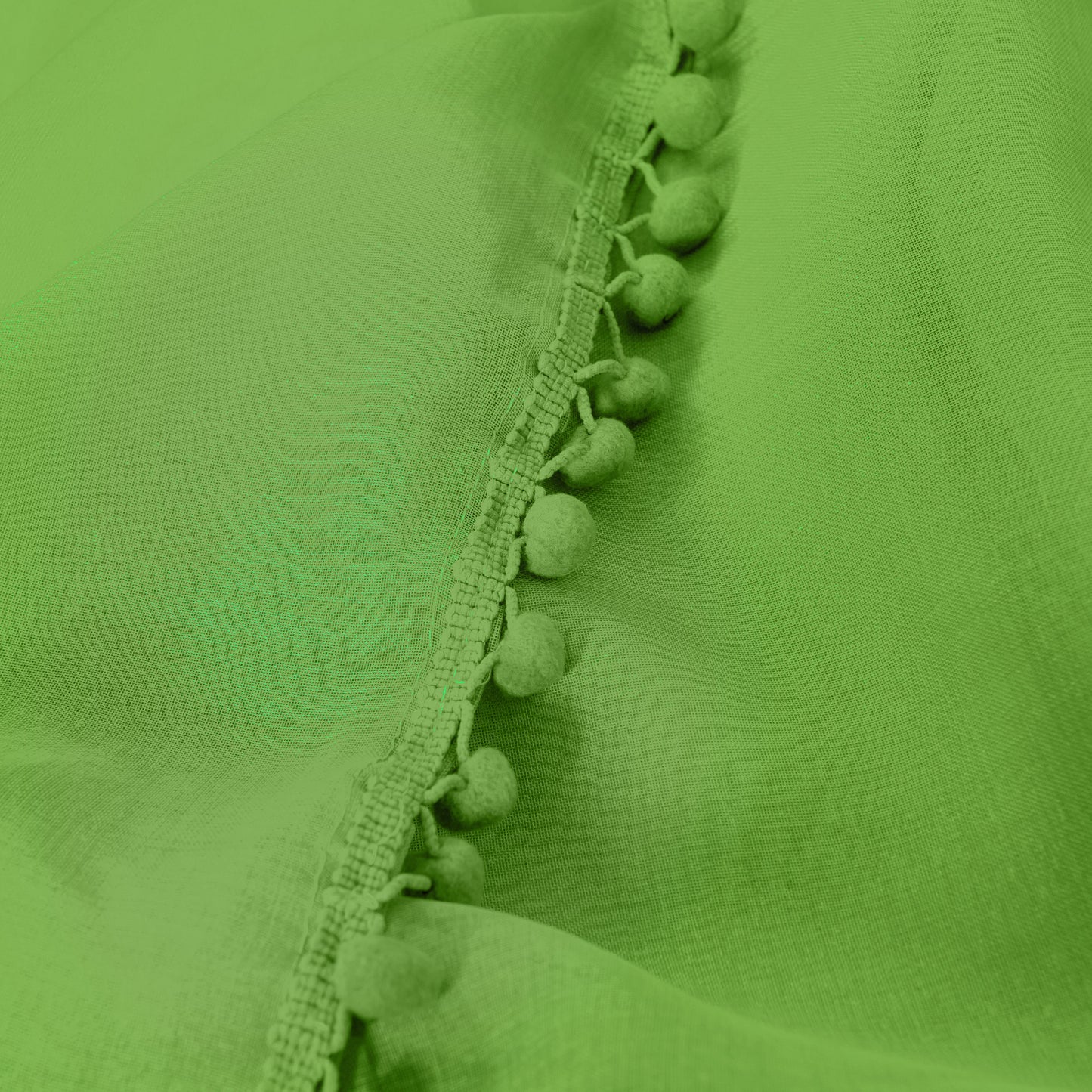 Elegant Comfort Set of 2 Pom Pom Tasseled Sheer Curtain - Rod Pocket