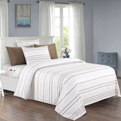 Elegant Comfort 6-Piece Floral and Stripe Pattern Sheet Set - Soft as a Hotel Premium Quality Bedding