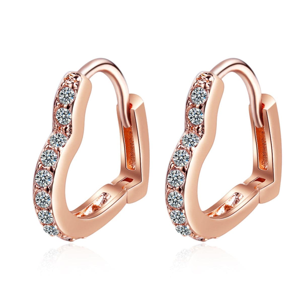Cubic Zirconia & Rose Goldtone Heart Hoop Earrings