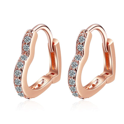 Cubic Zirconia & Rose Goldtone Heart Hoop Earrings