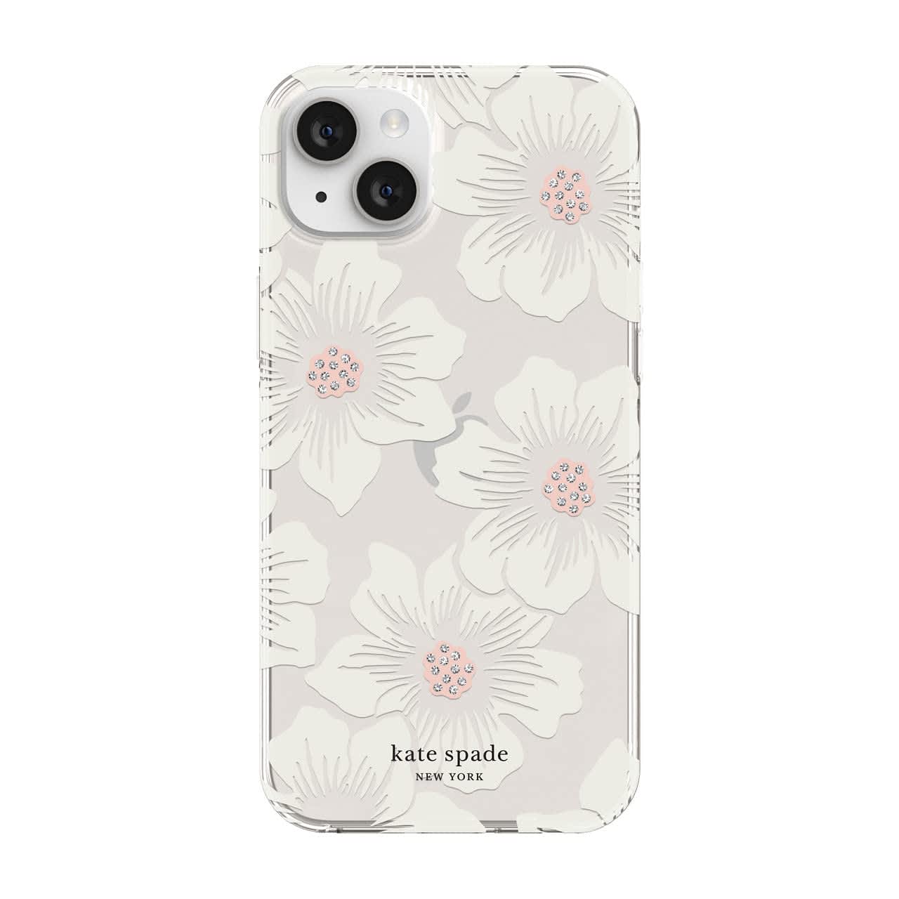 Kate Spade New York Protective Hardshell Case Compatible with Apple Iphone 14 Plus - Hollyhock Floral Clear