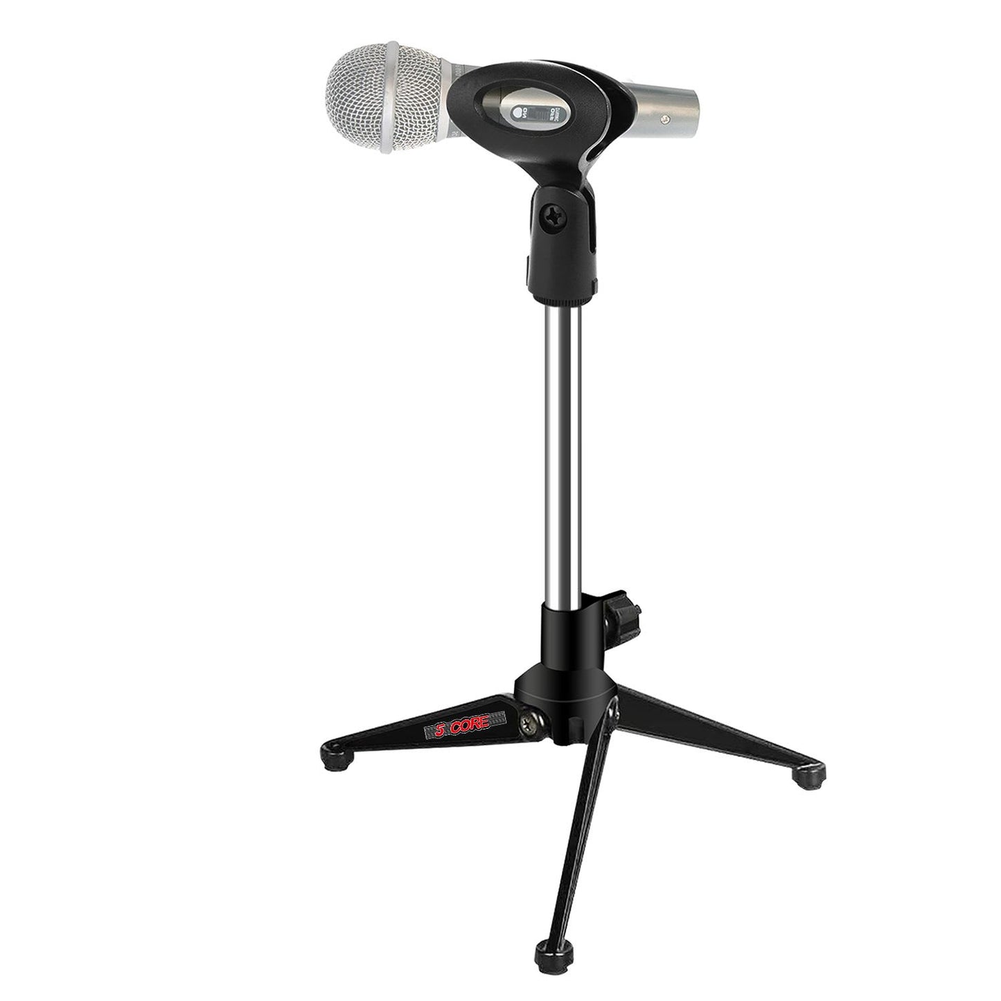 5 Core Desktop Mic Stand Tripod Universal Desk Microphone Holder Table Top Stands - Black