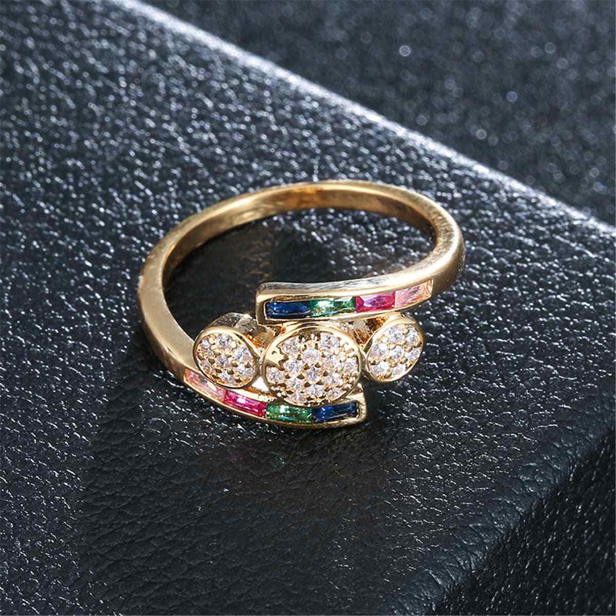 Rainbow Crystal & Cubic Zirconia Circles Ring