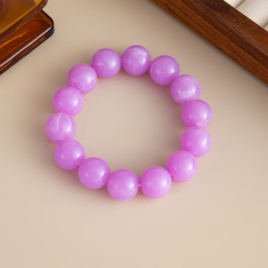 Purple Resin Beaded Stretch Bracelet