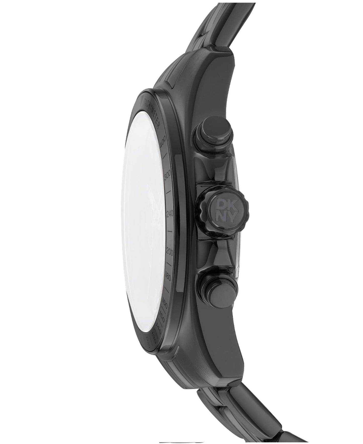 Dkny Men Watch, Black Color Case, Dark Blue Dial, Black Color Metal Bracelet, Chronograph, 10 Atm