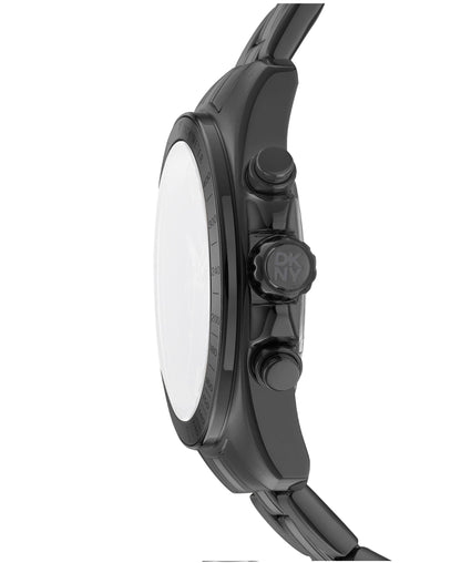 Dkny Men Watch, Black Color Case, Dark Blue Dial, Black Color Metal Bracelet, Chronograph, 10 Atm