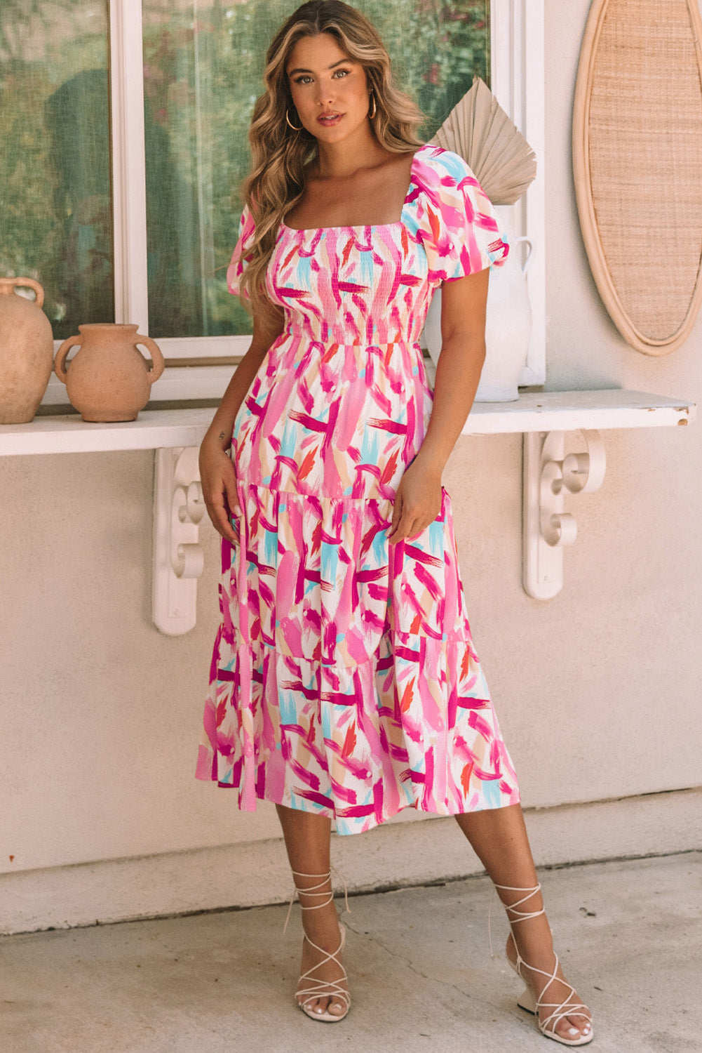 Threaded Pear Dalia Smocked Ruffle Tiered Dress
